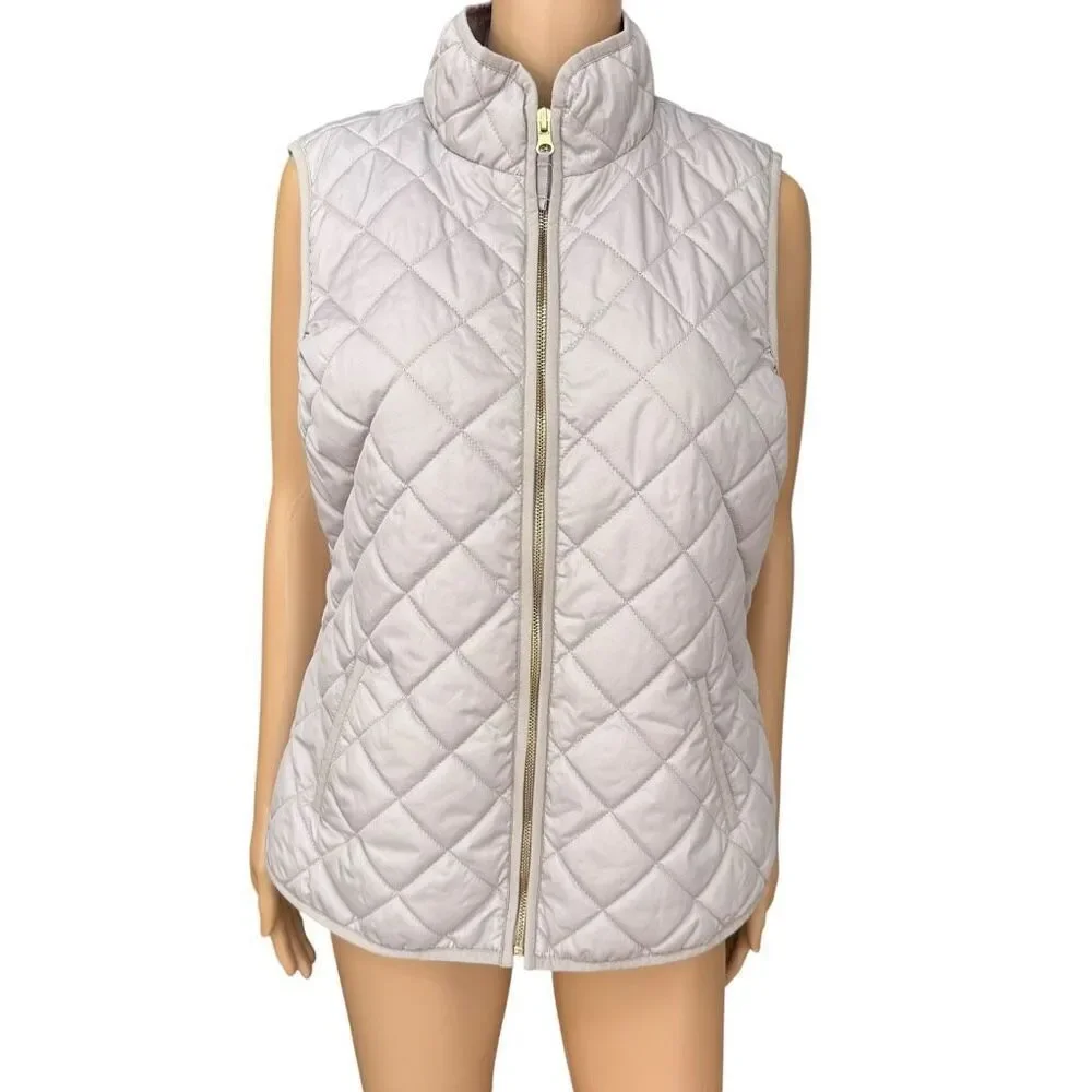 Old Navy light gray Quilted Vest Women's size L